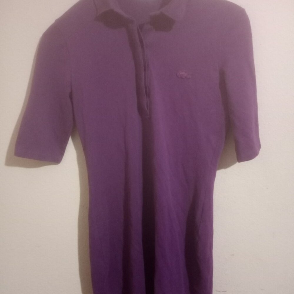 Lacoste Knit Polo Shirt Mini Dress Womens Sz 32 (Small S) Purple